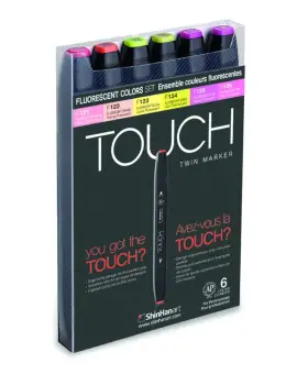 Touch Marker 2 hegyű 6 db-os grafikai filctoll készlet, neon