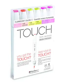 Touch Brush Marker 2 hegyű 6 db-os grafikai filctoll készlet, Neon