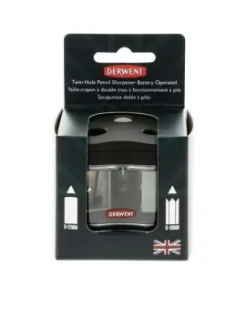 Battery operated twin hole sharpener