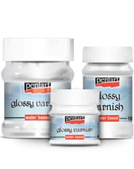 Water based glossy varnishes